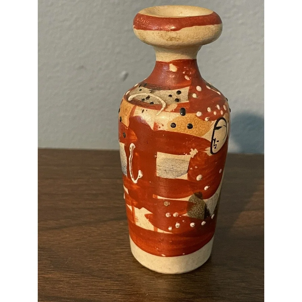 Vintage Mini Satsuma Pottery Vase Hand Painted 4 Inches Decor Shelf Sitter‎
